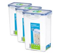 Lock & Lock HPL809 Boîte de rangement rectangulaire - Transparent/bleu, 1,3 L (Lot de 3)