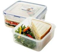 Lock & Lock Lot de 3 boîtes de conservation en plastique pour sandwichs - Carrées - Boîte à repas avec compartiment de séparation - 1,2 L