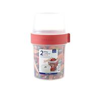 LOCK & LOCK Two-Way Gobelet à céréales à emporter en plastique - Petite boîte à déjeuner avec couvercle à visser et deux récipients - 560 ml et 310 ml