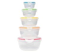 LocknLock Classic Lot de 5 boîtes de conservation rondes empilables avec couvercle 2,1 l, 1,4 l, 850 ml, 480 ml, 250 ml, 100% hermétique et étanche, passe au lave-vaisselle et au micro-ondes, sans