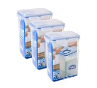 LocknLock HPL813F Lot de 3 boîtes rectangulaires hautes en plastique avec couvercle anti-fuite Transparent 1,8 l