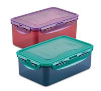 LocknLock Lot de 3 boîtes de Conservation Alimentaire écologiques avec couvercles - Lot de récipients rectangulaires 470 ML / 2 x 350 ML, hermétiques, étanches, sans BPA et passent au Lave-Vaisselle,
