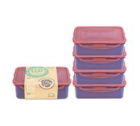 LocknLock Lot de 5 boîtes alimentaires rectangulaires écologiques avec couvercles - En plastique hermétique et étanche - Sans BPA - Passe au lave-vaisselle - 5 x 1 l