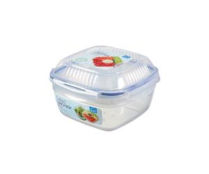 LocknLock TO GO Boîte à salade à emporter avec 2 compartiments et récipient à vinaigrette, 1,6 l, 100% hermétique et étanche, passe au lave-vaisselle et au micro-ondes, saladier sans BPA