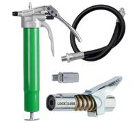 LockNLube DynaBoost Pistolet à graisse manuel double mode, 12 000 psi, coupleur de graisse verrouillable, tuyau de 50,8 cm