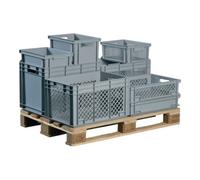 Lockweiler Conteneur de transport gerbable L400xl300xH220mm gris PP poignée traversante par Quantité:1