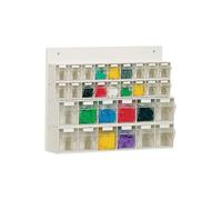 Lockweiler Magasin transparent blanc H410xL600xP108mm 18xGr.A 12xGr.B avec paroi arrière en bois - 1553014