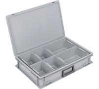 Lockweiler Mallette en plastique polypropylène 24l 4 bacs d'insertion L600xl400xH133mm 1 poignée - PC24 2XMB4 BL2XMB8 BL-13922411