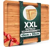 Loco Bird Planche à Découper Bois avec Rebord 45x30 cm Bambou Massif | Pour Apéro, Pain, Cutting Board, Rainure Récupérateur de Jus, Fromage, Charcuterie et Tapas, Épaisseur de 20 mm