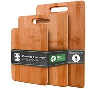 Loco Bird Planche a Decouper Bois Bambou - Lot de 3 Pièces 33x22cm / 28x22cm / 22x15cm - Cutting Board Massif Cuisine - Apéro, Pain, Légumes, Fruits, Viande, Fromage