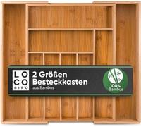 Loco Bird Range-couverts pour tiroirs en bambou – Extensible jusqu'à 9 compartiments - Range-couverts pratique pour la cuisine - Range-tiroirs pour tiroirs de cuisine