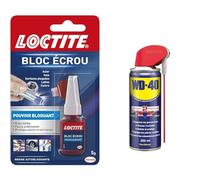 LOCTITE Colle "Bloc Écrou" - Résine autobloquante pour éviter le desserage par vibration de boulons & WD-40 Produit Multifonction Spray Double Position Sans Silicone Non Conducteur