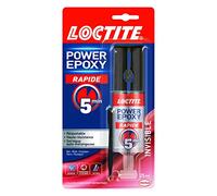Loctite Power Colle Epoxy, Rapide 5 Minutes, Seringue 25ml, Transparente | Colle forte, Résine epoxy, Séchage en 5min, Résisat 240kg/cm², Résiste eau/huile/solvants, Seringue auto-mélangeuse