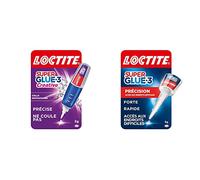 Loctite Super Glue-3 Creative, colle instantanée sous forme de stylo pour applications précises, colle universelle de 3 g & Super Glue-3 Précision, colle forte pour réparations précises, flacon 5 g