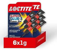 Loctite Super Glue-3 Power Gel Mini Dose, Colle forte en gel, Tube 6x 1g | Colle gel au caoutchouc, Résistant eau, chocs, vibrations, Prise en quelques secondes, Colle transparente multi-matériaux