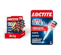 Loctite Super Glue-3 Power Gel Mini Dose lot de 6, colle forte enrichie en caoutchouc, mini-dose & Loctite Super Glue-3 | Précision - Colle forte pour réparations précises - Colle liquide