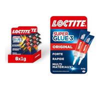 Loctite Super Glue-3 Power Gel Mini Dose lot de 6, colle forte enrichie en caoutchouc, mini-dose & Super Glue-3 Original, colle forte et résistante de haute qualité