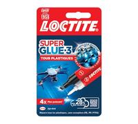 LOCTITE Colles Cyanoacrylates SUPERGLUE-3 Spécial Plastiques Tube 2g + Styl