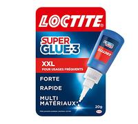 Loctite Super Glue-3 XXL, Colle Forte liquide,Glue Grand format, Flacon 20g | Séchage instantané, Résistant eau et chocs, Colle liquide transparente tous matériaux, Format XXL pour usages fréquents
