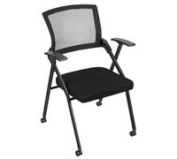 locwanot Chaise de Bureau Pliable, roulettes PU, Accoudoirs, Dossier Mesh Ergonomique, Chaise Empilable pour Conférence, Réunion, Invité, Bureau à Domicile Noir
