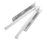 LOCZUK 2 Pièces Coulisses de Tiroir à Fermeture Douce, Rail Coulissant | Acier Laminé à Froid Argenté, Verrouillage Stable et Usage Intensif, pour Commode et Meuble Cuisine