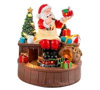 LOCZUK Boîte à Musique avec Figurine de Père Noël - Boîte à Musique de Noël Lumineuse à LED avec Train en Mouvement - Décoration de Table hivernale, Fonctionne à Piles
