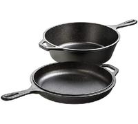 Lodge | Cocotte 3L et poêle 26cm 2en1 en fonte | Sain et sans PFAS | Tous feux dont induction, four & BBQ | Made in USA