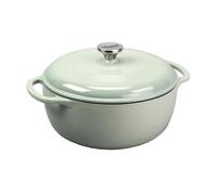 Lodge Cocotte en fonte émaillée de 6 litres avec couvercle - Deux poignées - Passe au four jusqu'à 260 °C ou sur la cuisinière - Utilisation pour mariner, cuisiner, cuire, réfrigérer et servir - Sauge
