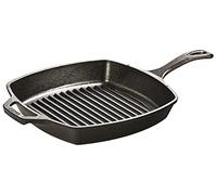 Lodge | Poêle grill carrée en fonte naturelle 26cm | Sain et sans PFAS | Tous feux dont induction, four & BBQ | Made in USA