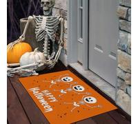 LODMLOER 50 x 80 cm Paillasson Halloween,Danse Crâne Antidérapant Polyester Tapis Porte Entrée Extérieure Exterieur Tapis Caoutchouc Dessin Animé Dessiné À La Main Halloween Deco