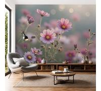 LODMLOER Papier Peint Panoramique Fleurs Printanières 400x280cm Papier Peint Intissé Fresque Murale Cosmos Prairie pour Salon Canapé TV Fond Décoration Murale