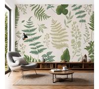 LODMLOER Papier Peint Panoramique Intissé Plantes Anciennes 350x256cm Papier Peint Photo,Fougères Feuilles Fresque Murale Affiche Géante Pour Salon Chambre Chambre D'Enfant Décoration Murale