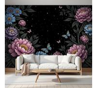 LODMLOER Papier Peint Panoramique Intissé Plantes De Rêve 400x280cm Papier Peint Photo,Pivoine Papillon Fresque Murale Affiche Géante Pour Salon Chambre Chambre D'Enfant Décoration Murale