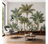 LODMLOER Papier Peint Panoramique Intissé Plantes Tropicales 200x140cm Papier Peint Photo,Palmiers Jungle Rétro Fresque Murale Affiche Géante Pour Salon Chambre Chambre D'Enfant Décoration Murale