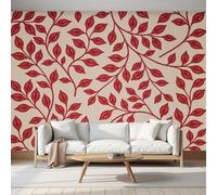 LODMLOER Papier Peint Panoramique Intissé Vignes Feuilles 450x315cm Papier Peint Photo,Branches Plantes Anciennes Fresque Murale Affiche Géante Pour Salon Chambre Chambre D'Enfant Décoration Murale