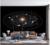 LODMLOER Papier peint photo intissé,Orbites Planétaires, 300x210cm Papier peint intissé de haute qualité, pour salon et chambre, revêtement mural,Cosmos Système Solaire