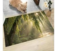 LODMLOER Tapis Entree Interieur Lumière du Soleil Forêt 80 x 120 cm Lavable en Machine | AntidéRapant Poil Ras, pour Chambre Salle a Manger Descente de Lit Bureau, Cuisine,Branches Feuilles