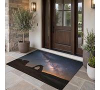LODMLOER Tapis Entree Interieur Nature Photographie 80 x 120 cm Lavable en Machine | Tapis Voie Lactée Arche De Pierre AntidéRapant Poil Ras, pour Chambre, Cuisine, Entrée, Decoration,Violet Orange