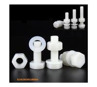 LOEASE Jeu de vis hexagonales extérieures en Nylon, M3 M4 M5 M6 M8, Blanc, écrous, rondelle, Filetage métrique, boulons en Plastique isolés, Ensemble combiné, 10 Jeux (Color : 10 Set, Size : M5x10)