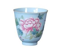 loeusjfnr Tasse à thé en Céramique Service à thé Kung Fu en porcelaine peinte la main, parfumée pivoine bleu pastel Tasses à Thé