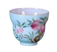 loeusjfnr Tasse à thé en Céramique Tasse à hostie pastel peinte la main, tasse gourde de pêche fond bleu, service thé Kung Fu, simple Tasses à Thé