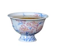 loeusjfnr Tasse à thé en Céramique Tasse à pied haut en céramique peinte la main avec motif de lys coloré sous glaçure, tasse d'hôte luxe légère for maison, service thé Kung Fu Tasses à Thé