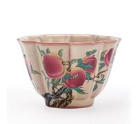 loeusjfnr Tasse à thé en Céramique Tasse à thé chinoise Pastel Nine Peach, tasse de maître, en céramique exquise bord fleuri, service Kung Fu Tasses à Thé