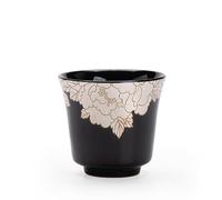 loeusjfnr Tasse à thé en Céramique Tasse à thé en céramique, entièrement faite la main, peinte argent et émaillée noire, décorée de pivoines. Service exquis Tasses à Thé