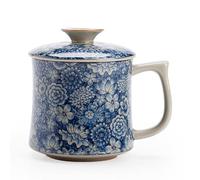 loeusjfnr Tasse à thé en Céramique Tasse à thé Wanhua en céramique ancienne bleue et blanche, tasse de bureau, service avec couvercle Tasses à Thé