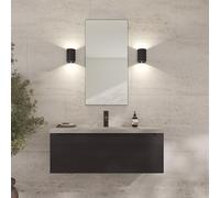 Loevschall Refine Miroir Mural Noir avec Cadre - 45 x 90 cm - Miroir décoratif pour Salle de Bain, Salon, Chambre à Coucher et Couloir - Miroir Minimaliste et élégant en Laiton brossé