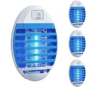 LOFFU Lot de 4 lampes anti-insectes, anti-moustiques, avec grille pour éviter tout contact accidentel, piège à lumière électrique, mini répulsif pour moustiques/mouches
