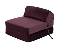 Loft 25 Chaise Pliante Z-Fold Confortable | Canapé-lit Futon léger | Matériau en Velours Doux | Matelas Zbed de Conception Ergonomique (Aubergine)