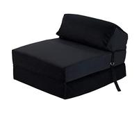 Loft 25 Chaise Pliante Z-Fold Confortable | Canapé-lit Futon léger | Matériau en Velours Doux | Matelas Zbed de Conception Ergonomique (Noir)