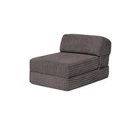 Loft 25 Futon Pliable Jumbo Cord Single Z-Bed Matelas Sofa | Sleepover Guest Salon | Soft et Confortable Chaise | léger et Durable | Qualité Cordon Tissu Meuble (Anthracite)